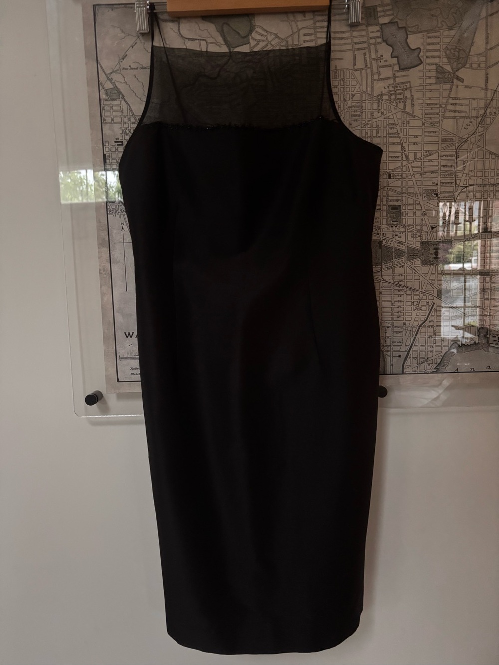 Classic Black Sheath Dress with Illusion Yoke